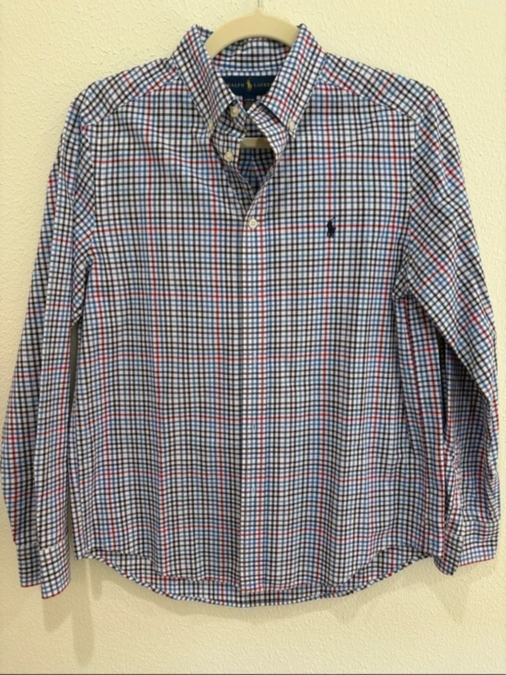 Ralph Lauren Men's Blue & Red Plaid Button-Down Shirt